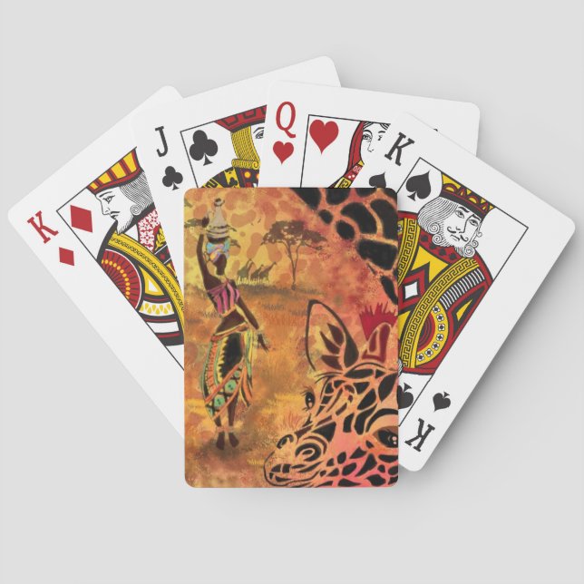 Jeu De Cartes Femmes africaines et Giraffe Jouer des cartes (dos)