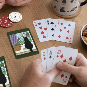 Jeu De Cartes Fenêtre de chat noir curieux vert humoristique