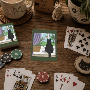 Jeu De Cartes Fenêtre de chat noir curieux vert humoristique