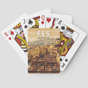 Jeu De Cartes Fès Maroc Illustration Voyage Art Vintage