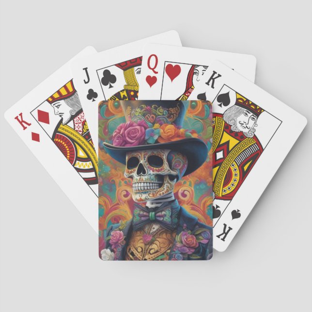 Jeu De Cartes Festif Calaveras Hommage : Splendeur crâne de sucr (dos)