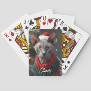 Jeu De Cartes Festif Cornish Rex Chat Noël personnalisé