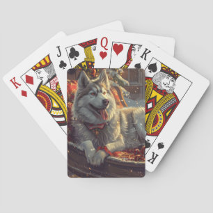 Jeu De Cartes Festive de Noël de chien laphund finlandais