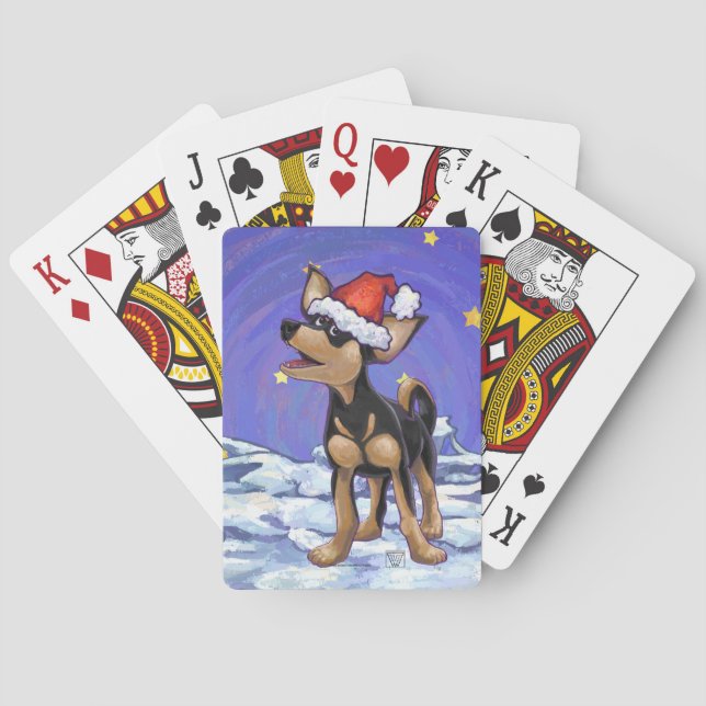 Jeu De Cartes Festive de nuit étoilée Chihuhua à Santa Hat (dos)