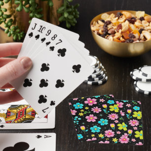 Jeu De Cartes Fête d'anniversaire à motif de fleurs colorées noi