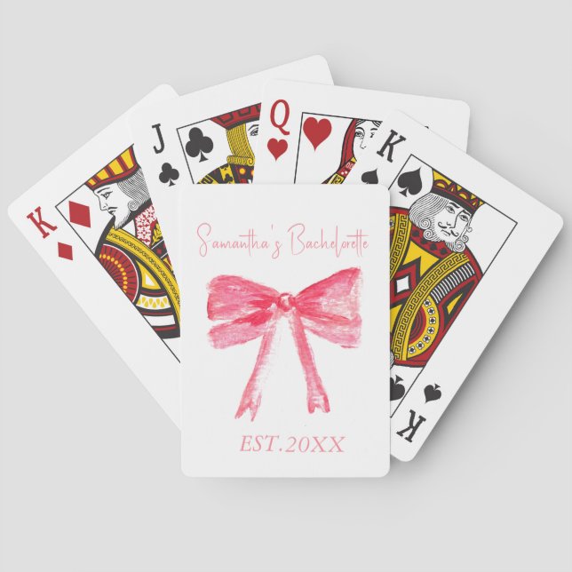 Jeu De Cartes Fête de Bachelorette Arc Rose Coquette  (dos)