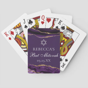 Jeu De Cartes Fête de Bat Mitzvah Chic Violet Or Personnalisée