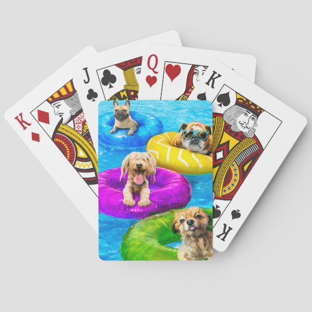 Jeu De Cartes Fête de chien dans la piscine (dos)