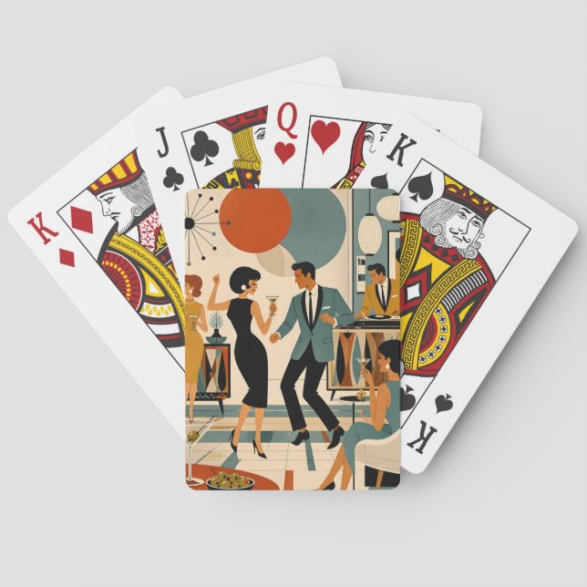 Jeu De Cartes Fête de danse martini branchée milieu du siècle mo (dos)