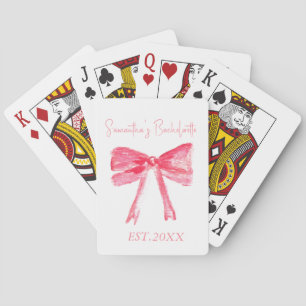 Jeu De Cartes Fête de Fiançailles Ruban Rose Coquette 