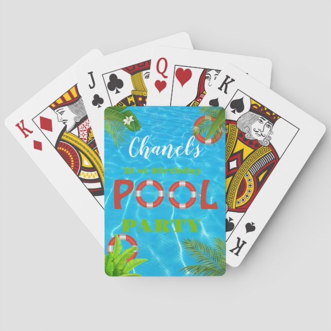 Jeu De Cartes Fête de la piscine tropicale | Anniversaire d'été (dos)