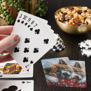 Jeu De Cartes Fête de Noël du chien Akita