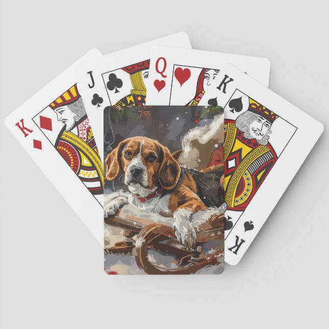 Jeu De Cartes Fête de Noël du chien beagle (dos)