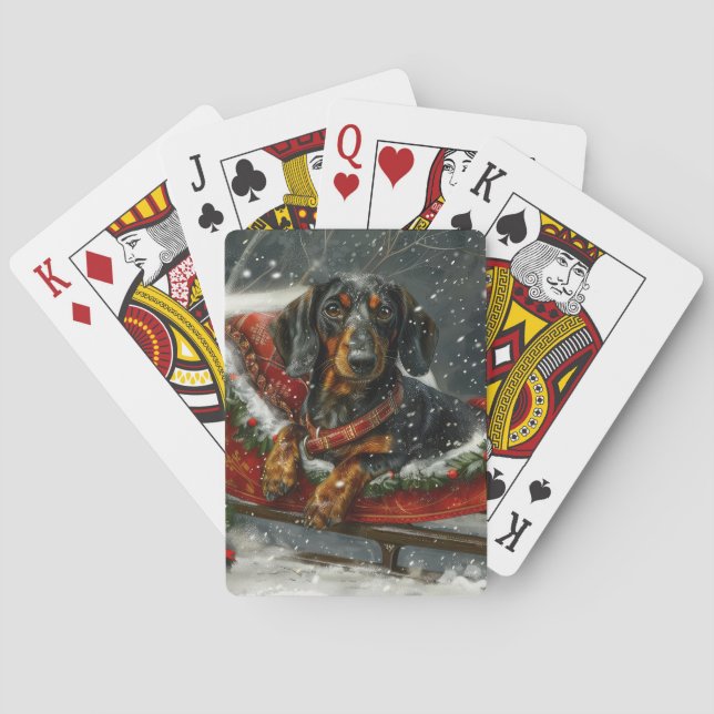 Jeu De Cartes Fête de Noël du chien Dachshund (dos)