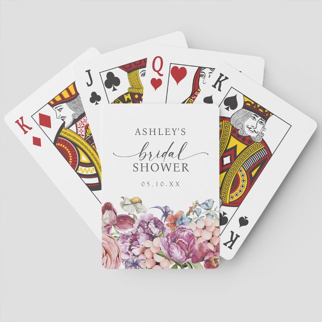Jeu De Cartes Fête des mariées florale (Jewel Tone Colorful Floral Bridal Shower Poker Cards by Painted Paperie
)