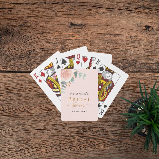 Jeu De Cartes Fête des mariées rose or fleuri eucalyptus vert (Créateur téléchargé)