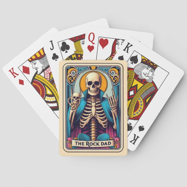Jeu De Cartes Fête des pères amusante Rock Dad Skeleton Tarot Ca (dos)