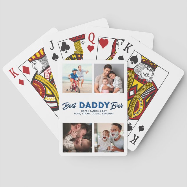 Jeu De Cartes Fête des pères personnalisée Photo Collage Meilleu (dos)
