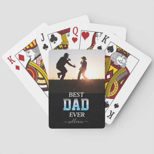 Jeu De Cartes Fête des pères photo personnalisée de Best Papa Ev (dos)
