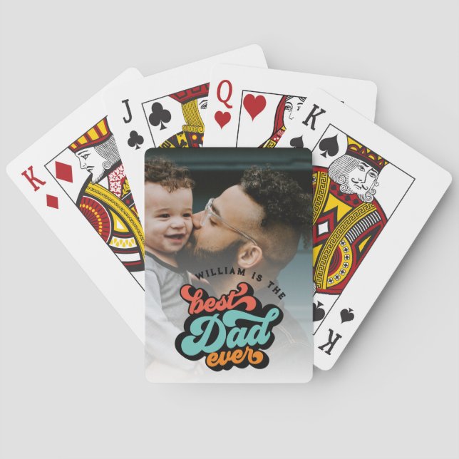 Jeu De Cartes Fête des pères photo Retro Super Best Papa Ever (dos)