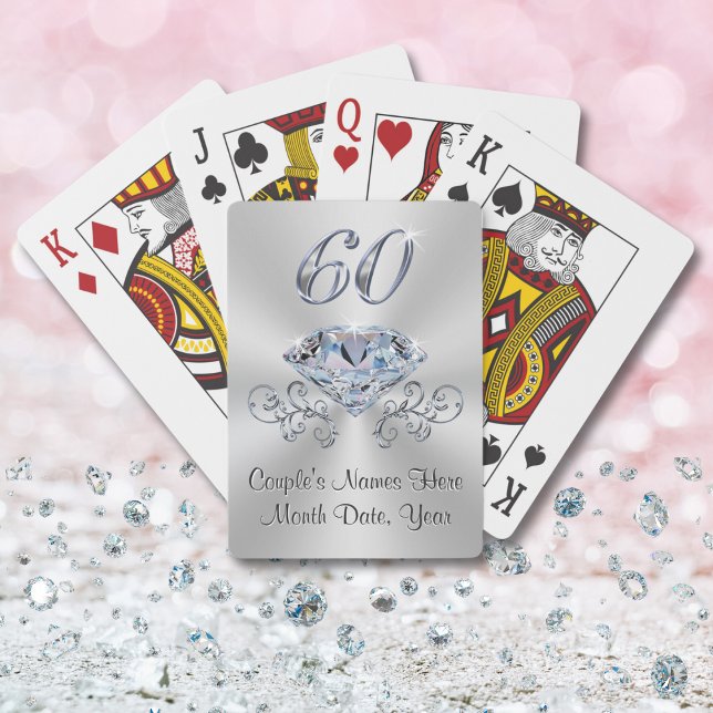 Jeu De Cartes Fête du Diamant Personnalisé Anniversaire (Cheap 60th anniversary gifts. Personalize, 60th wedding anniversary favor ideas. 60 year anniversary)
