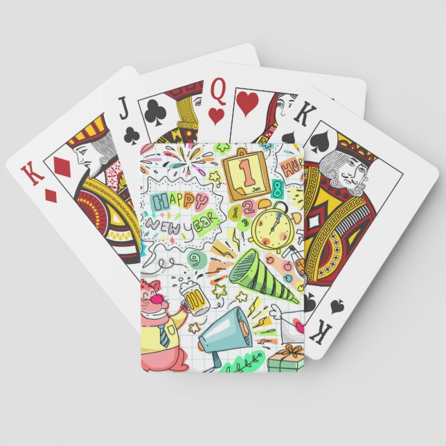 Jeu De Cartes fête du doodé du nouvel an (dos)