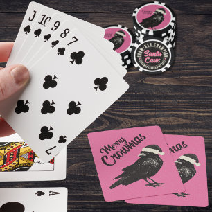 Jeu De Cartes Fêtes de Noël de Noël rose et noir de joyeux Crowm