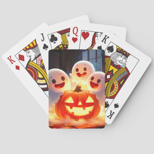 Jeu De Cartes Feu Citrouille éffrayant Ghost (dos)