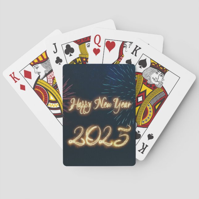 Jeu De Cartes Feu d'artifice étincelant Bonne année 2025 (dos)