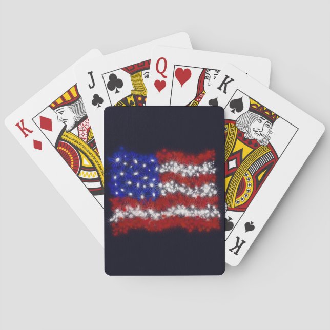 Jeu De Cartes Feu d'artifice étoiles et rayures drapeau américai (dos)