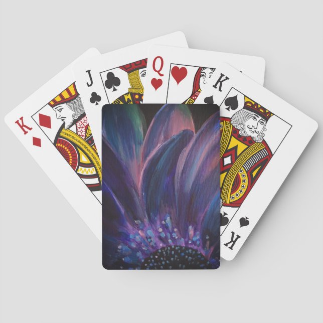 Jeu De Cartes Feuille Art violet Fleur Classique Jouer Cartes (dos)