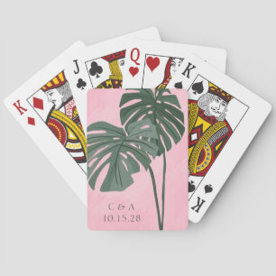 Jeu De Cartes Feuille de palme rose verte Initiales Mariages per