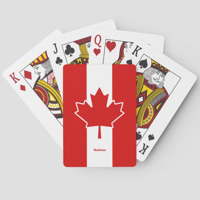 Jeu De Cartes Feuille d'érable du Canada portant le nom (dos)