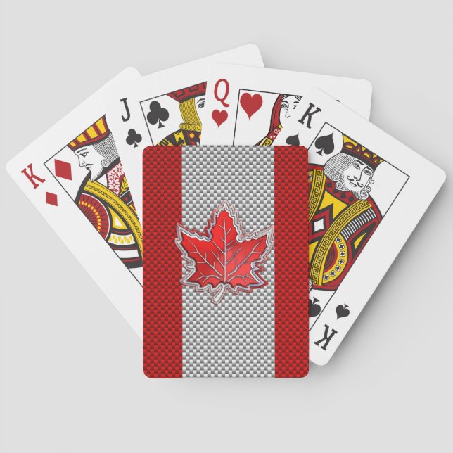 Jeu De Cartes Feuille d'érable rouge canadienne en fibre de carb (dos)