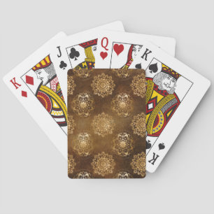 Jeu De Cartes Feuille d'or élégante et mandala indien noir