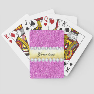 Jeu De Cartes Feuille d'or et diamants pourpres de paillettes