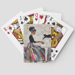Jeu De Cartes Feuille d'or Pianiste noire et chat