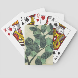Jeu De Cartes Feuille et branches sur l'arrière - plan crème