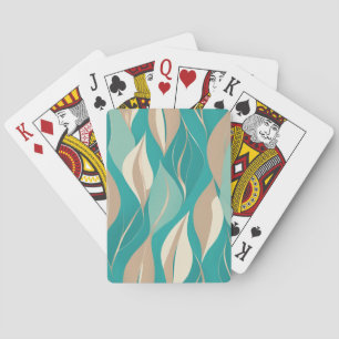 Jeu De Cartes Feuilles Abstraits Aqua et Tan