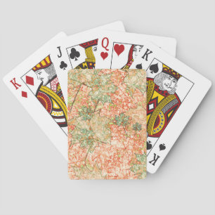 Jeu De Cartes feuilles Abstraits sur le terrain de corail rayé