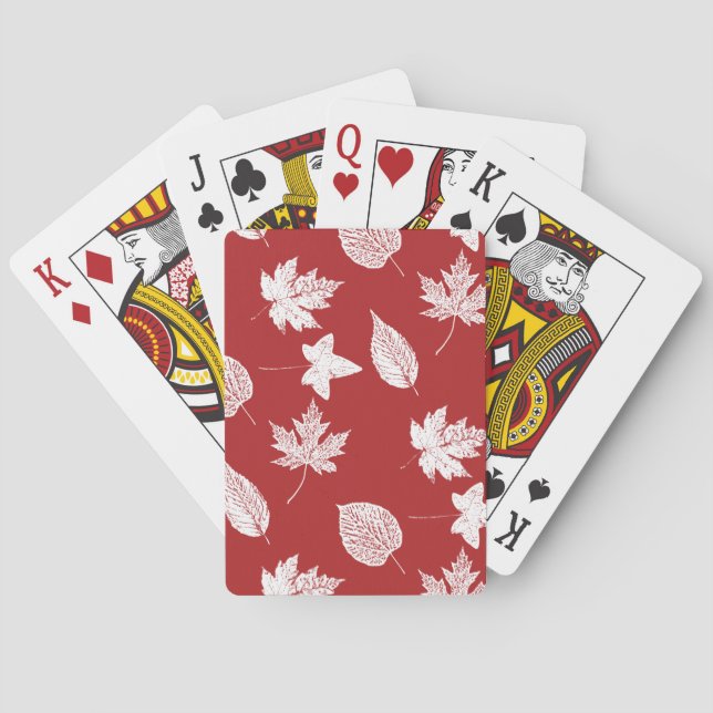 Jeu De Cartes Feuilles d'automne - blanc et rouge foncé (dos)