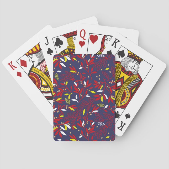 Jeu De Cartes Feuilles d'automne botaniques Or Rouge (dos)