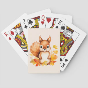 Jeu De Cartes Feuilles d'automne d'écureuil animal mignon person