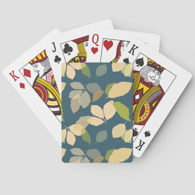Jeu De Cartes Feuilles d'automne modernes sur fond sarcelle (dos)