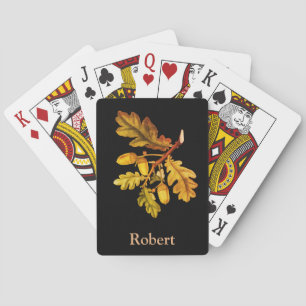 Jeu De Cartes Feuilles de chêne d'automne et Acorns sur Arrière 
