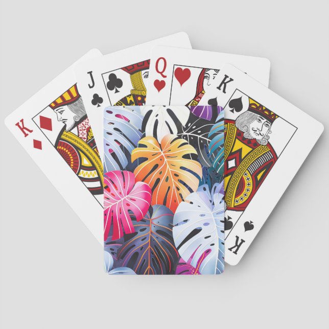 Jeu De Cartes Feuilles de la Monstera d'été tropicale (dos)