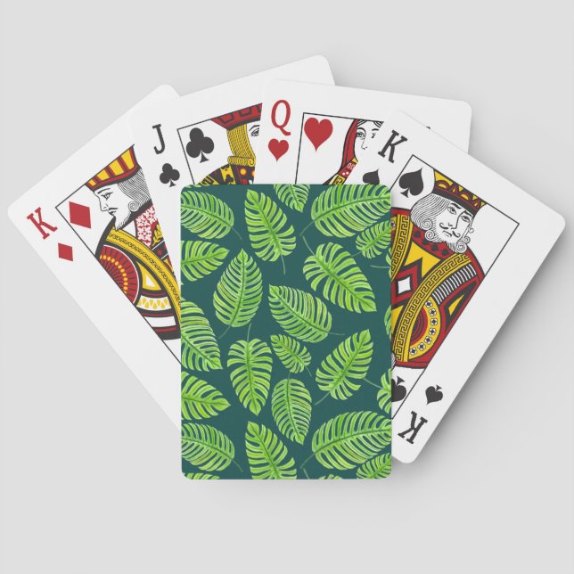 Jeu De Cartes Feuilles de Monstera, motif d'aquarelle tropicale (dos)