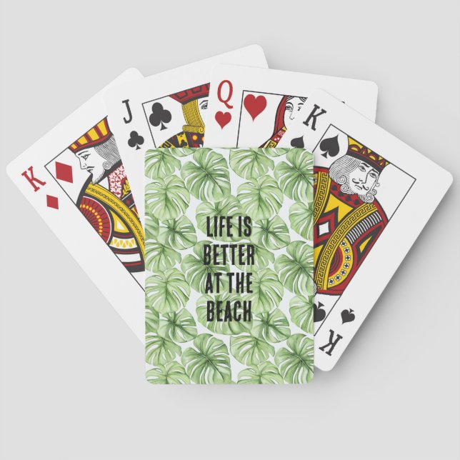 Jeu De Cartes Feuilles de palmier vert tropical (dos)