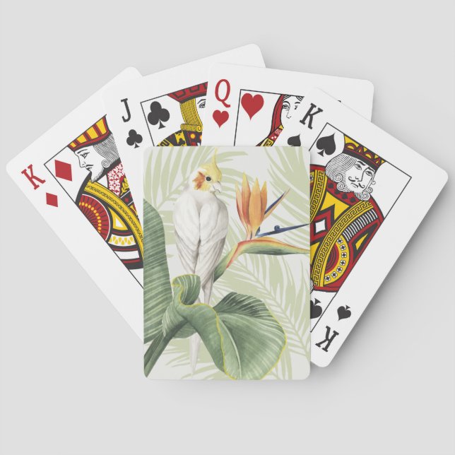 Jeu De Cartes Feuilles De Palmiers Avec Oiseau Blanc (dos)