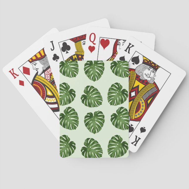 Jeu De Cartes Feuilles de palmiers, Feuilles verts, Motif tropic (dos)